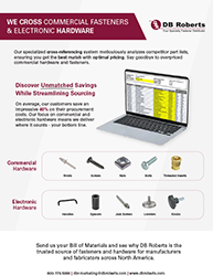 DB Roberts Crosses Competitor Fastener and Electronic Hardware Part Numbers to Streamline your procurement and save you money.